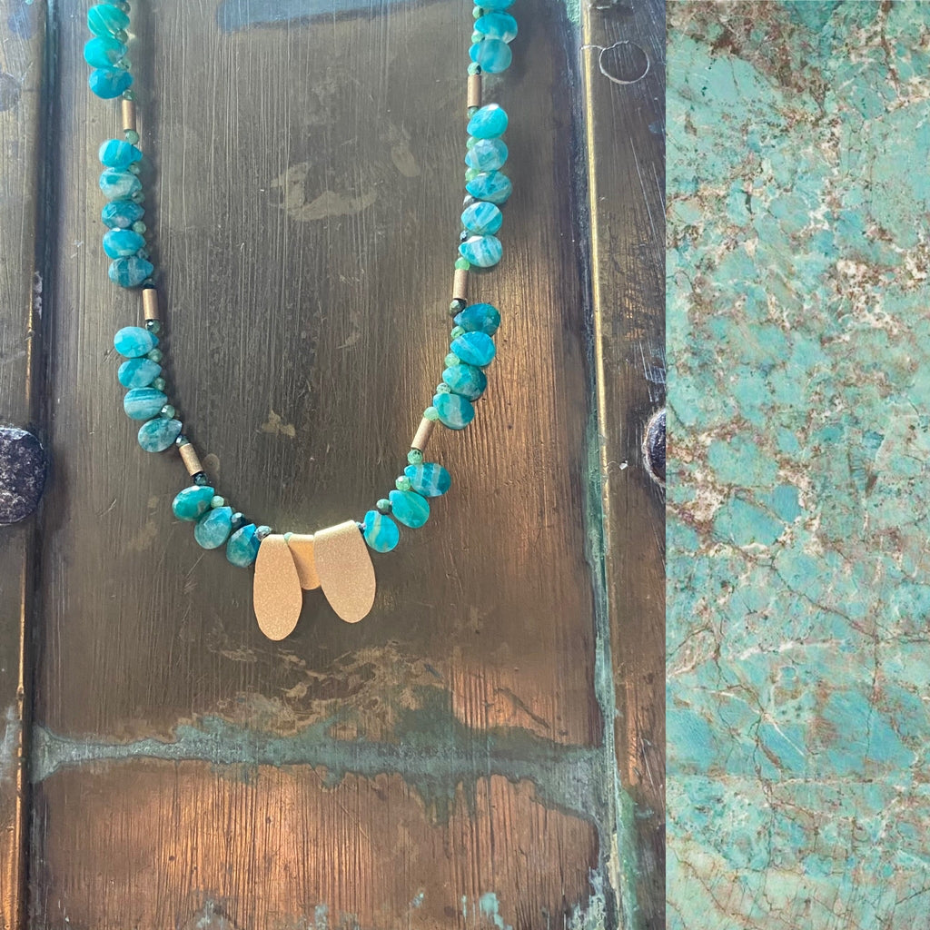 Collar amazonita y oro
