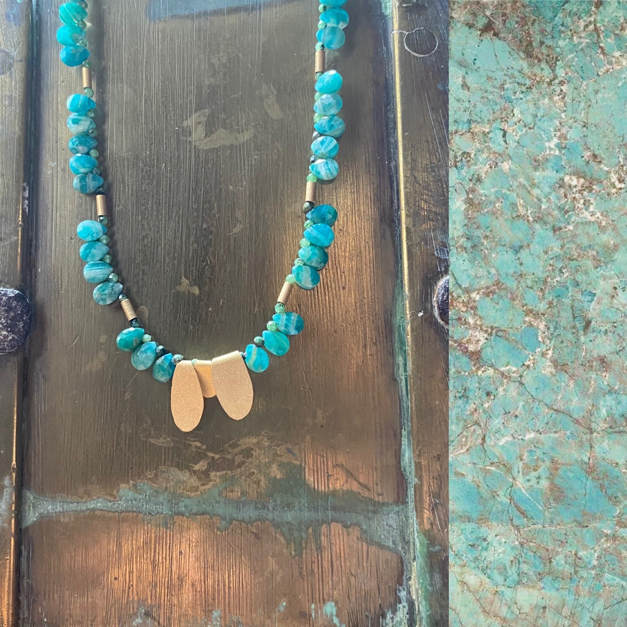 Collar amazonita y oro