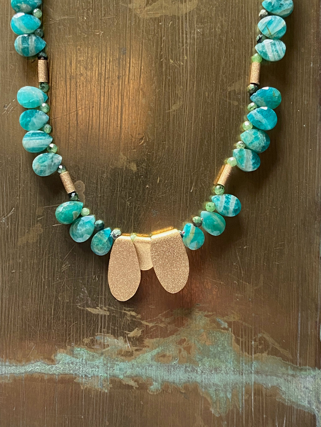 Collar amazonita y oro